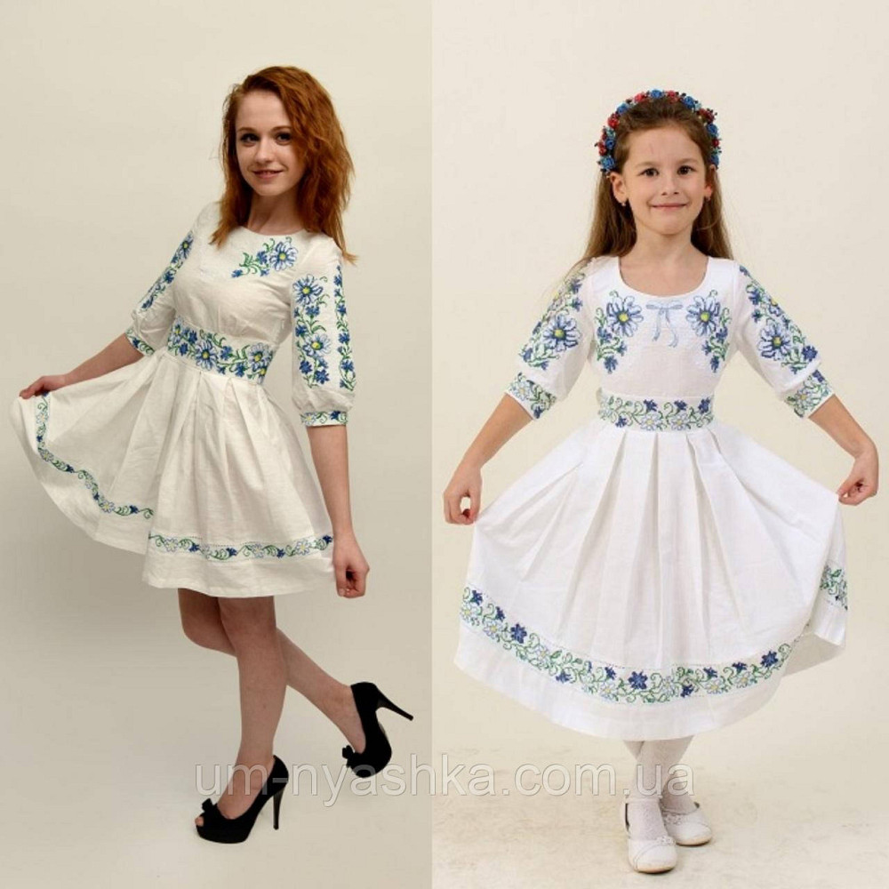 Лляне плаття з вишивкою вишиванка "Польові ромашки" для жінок дівчаток Кривий Ріг - фото 4