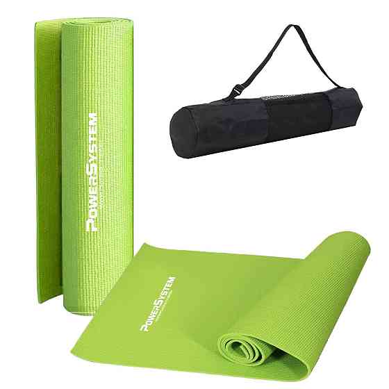 Килимок для йоги та фітнесу Power System PS-4014 PVC Fitness-Yoga Mat Green (173x61x0.6) Кам'янське