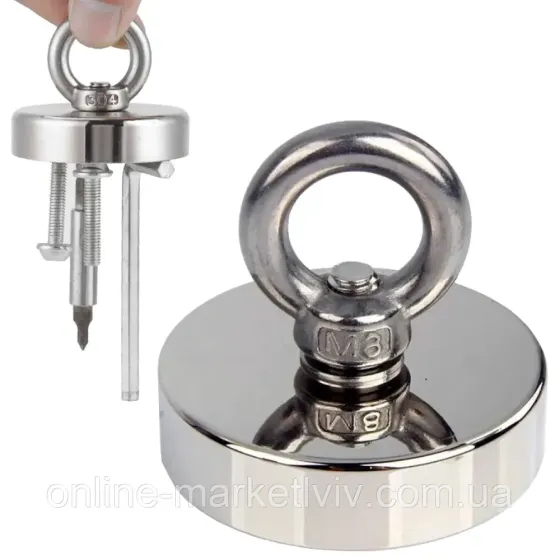 Пошуковий неодимовий магніт з кільцем 42мм,до 55кг,у корпусі SBR Київ