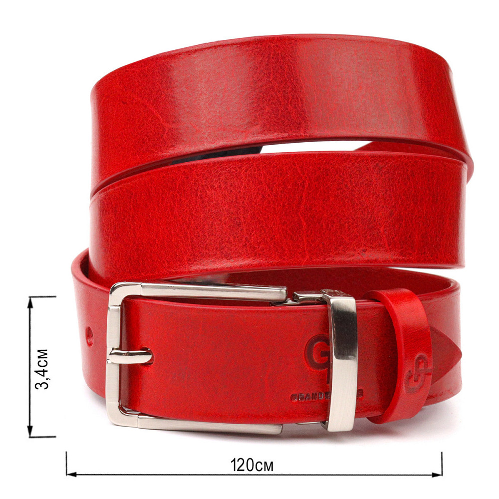 Якісний жіночий ремінь із натуральної шкіри Grande Pelle 21456 Червоний Київ - фото 3