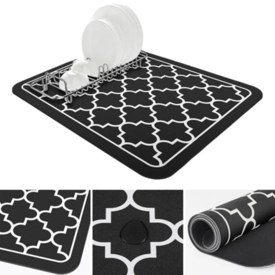 Коврик кухонный на столешницу для посуды, бытовых приборов,резиновый, влагопоглощающий,защитный,чёрный Каменец-Подольский