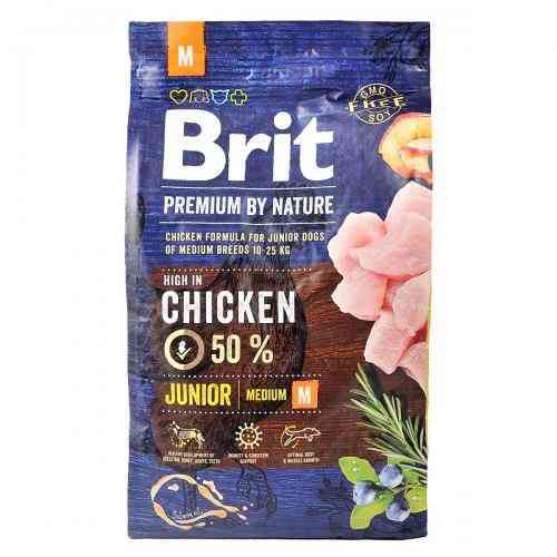 Корм сухий Brit Premium Dog Junior M для цуценят та молодих собак середніх порід від 1 до 12 місяців вагою 10-25 кг з куркою Київ