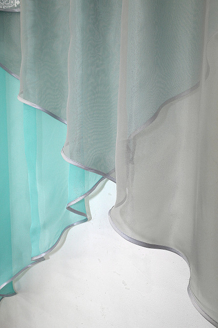 Кухонная занавеска (290х165см) цвет бирюзовый с серым 00к 59-556 Киев - изображение 3