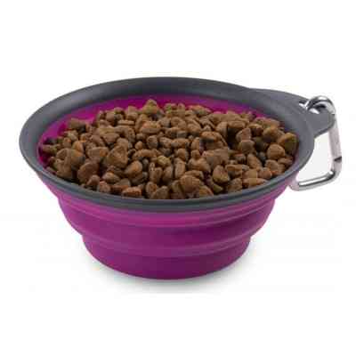 Посуд для собак Dexas Дорожня складна миска Тревел Кап з карабіном велика 480 мл (пурпурна) (0084297309169) Вінниця