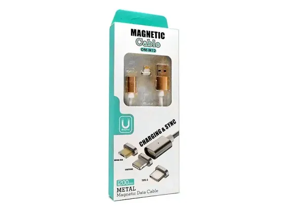 Магнітний кабель 2в1 Lightning/Micro USB ART-042 1.2м 2A з LED індикатором Нейлоновий Білий Одеса