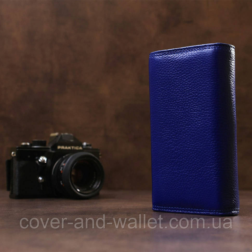 Классический кожаный женский кошелек синего цвета c дополнительным блоком Boston S9001B Киев - изображение 7