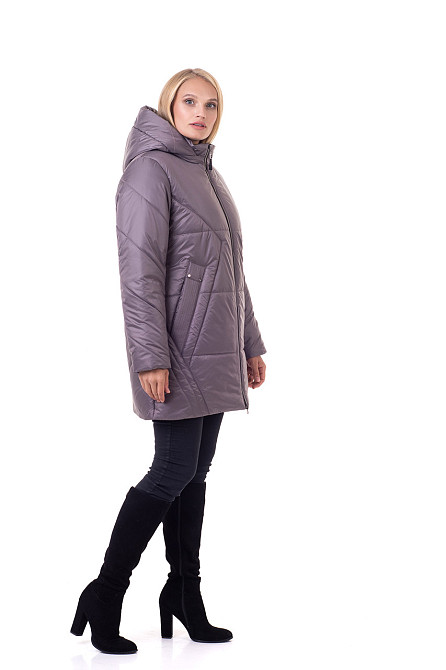 Теплая женская зимняя куртка большие размеры лиловый Киев - изображение 2