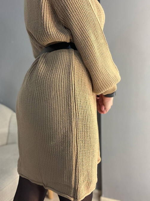 Платье женское Mix Ray 6641 свитер оверсайз средняя длина высокий ворот крупная вязка one size, карамель, one size Киев - изображение 14