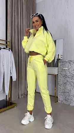 Женский плюшевый прогулочный костюм двойка из велюра Желтый, 46/48 Одесса