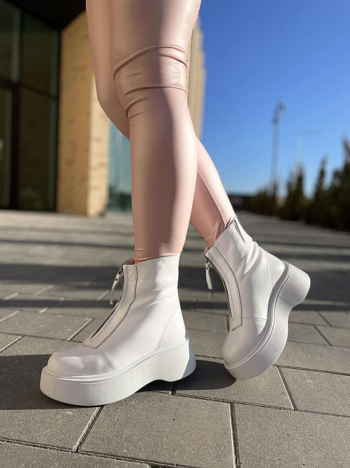 Черевики жіночі ARLEN білі натуральна шкіра зима висота 17см (4908) Коломыя - изображение 5