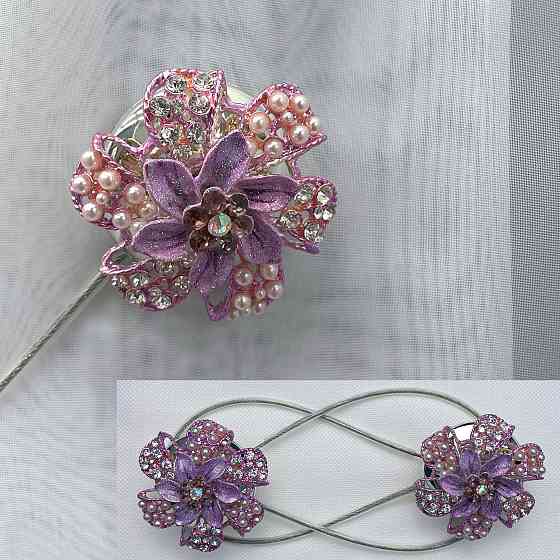 Магніти для штор та гардин "Flowers" набір 2 шт Бузковий (81-204) Київ