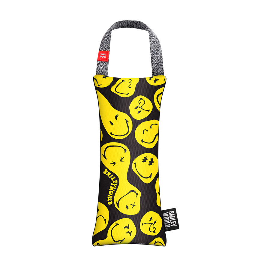 Іграшка для собак WAUDOG Fun з пищалкою, малюнок "Смайли на чорному", S, Ш 7 см, Д 16 см Коломыя - изображение 1