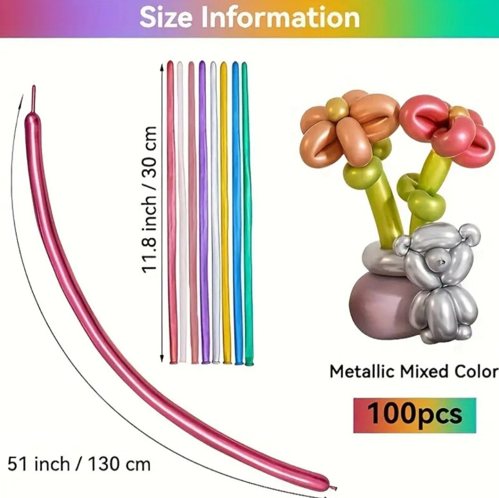 Шарики для моделирования длинные 100 штук 51 дюйм разноцветный Киев - изображение 2