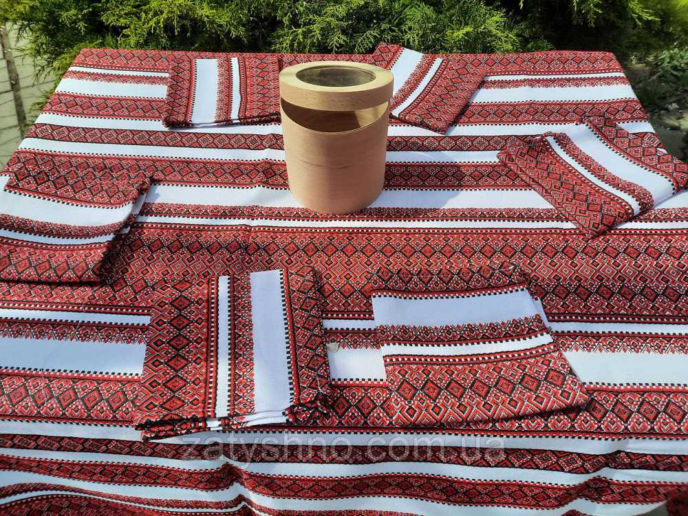 Вышитая скатерть красная с сетами Киев - изображение 7