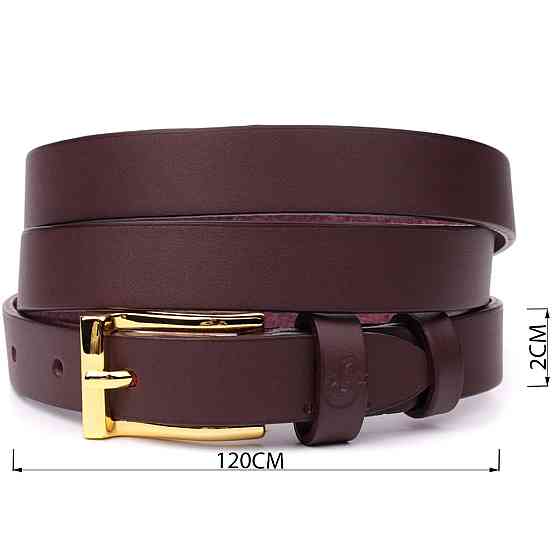 Модный узкий кожаный ремень для женщин GRANDE PELLE 22953 Бордовый Киев