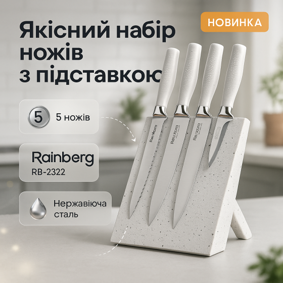 Кухонні ножі з хорошої сталі, Відмінний набір ножів, Набір металевих ножів, Сучасні кухонні ножі LH-10 Львів