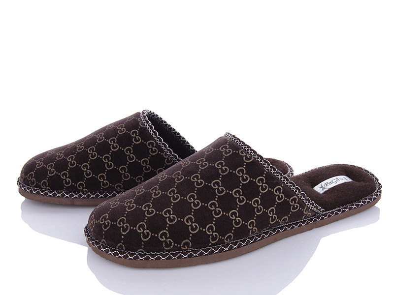 Тапочки чоловічі закриті коричневі GG кімнатні капці для дому 49 Одесса - изображение 3