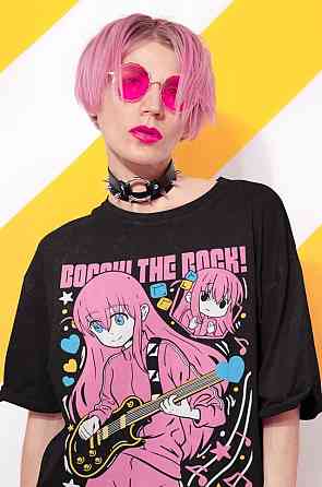 Футболка для мальчика аниме Хитори Готоу Боккхи Рокк оверсайз (рост от 165 до 180 ) Черний AnimeJ1122m Днепр