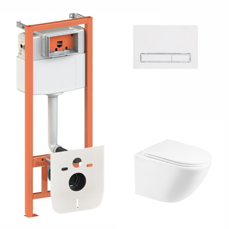 Готове рішення Qtap для ванної кімнати: підвісний унітаз Robin Ultra Quiet 490x365x325 + комплект інсталяції Nest 4 в 1 Київ - фото 1