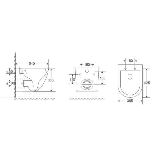 Унітаз підвісний Mixxus Premium Ellipse-0304-R 540x360x360mm, система змиву Rimless (MP6466) Київ