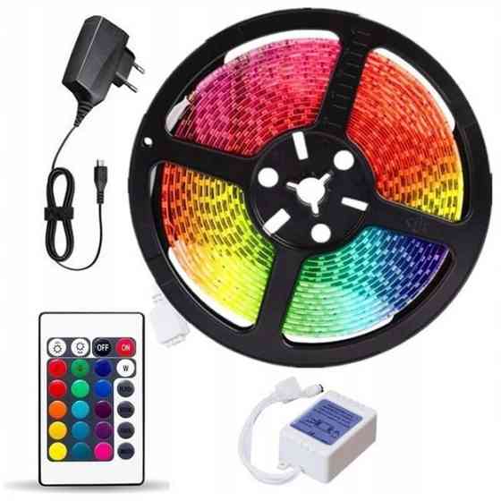 Світлодіодна стрічка SMD 3528 RGB 5м з пультом та блоком живлення гірлянда NP-69 Львів