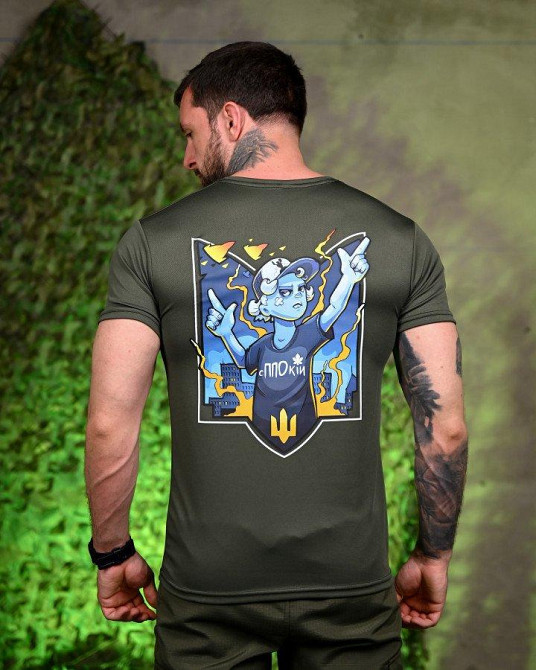 Тактическая потоотводящая футболка принт олива мужская сППОкій 56 Одесса - изображение 1