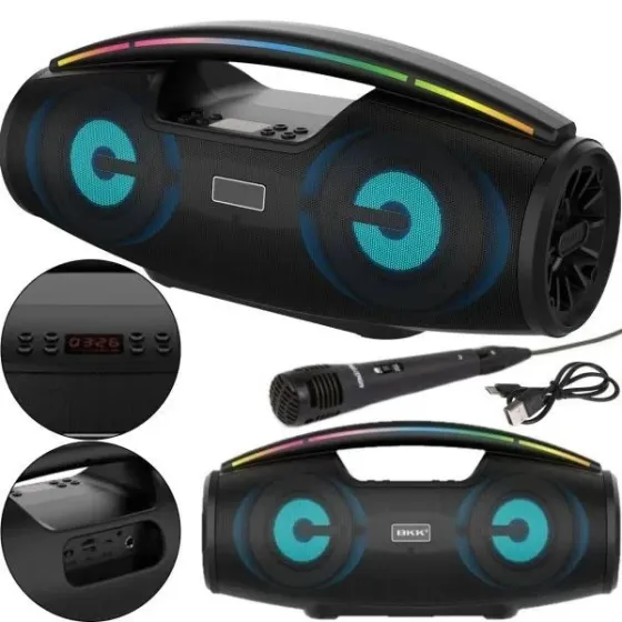 Колонка музична портативна Bluetooth з мікрофоном B100, 40Вт, FM-радіо, USB, TF, AUX, LED підсвітка Київ
