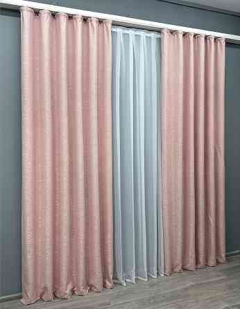 Комплект готовых штор VR-Textil Лен № 1737ш Розовый 150х270 см 2 шт (33-0726) Киев
