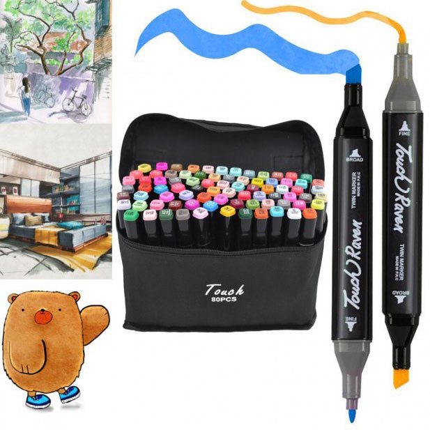 Набор скетч маркеров 80, Набор двухсторонних маркеров на спиртовой основе для скетчинга AG-95 Львов - изображение 9