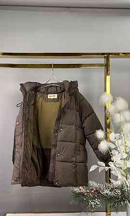 Детская зимняя куртка для девочки с сумкой 140,146,152,158 шоколад Николаев