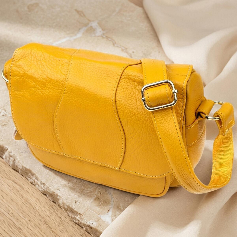 Шкіряна сумка для жінок на день Vintage 22969 Жовтий Київ - фото 11