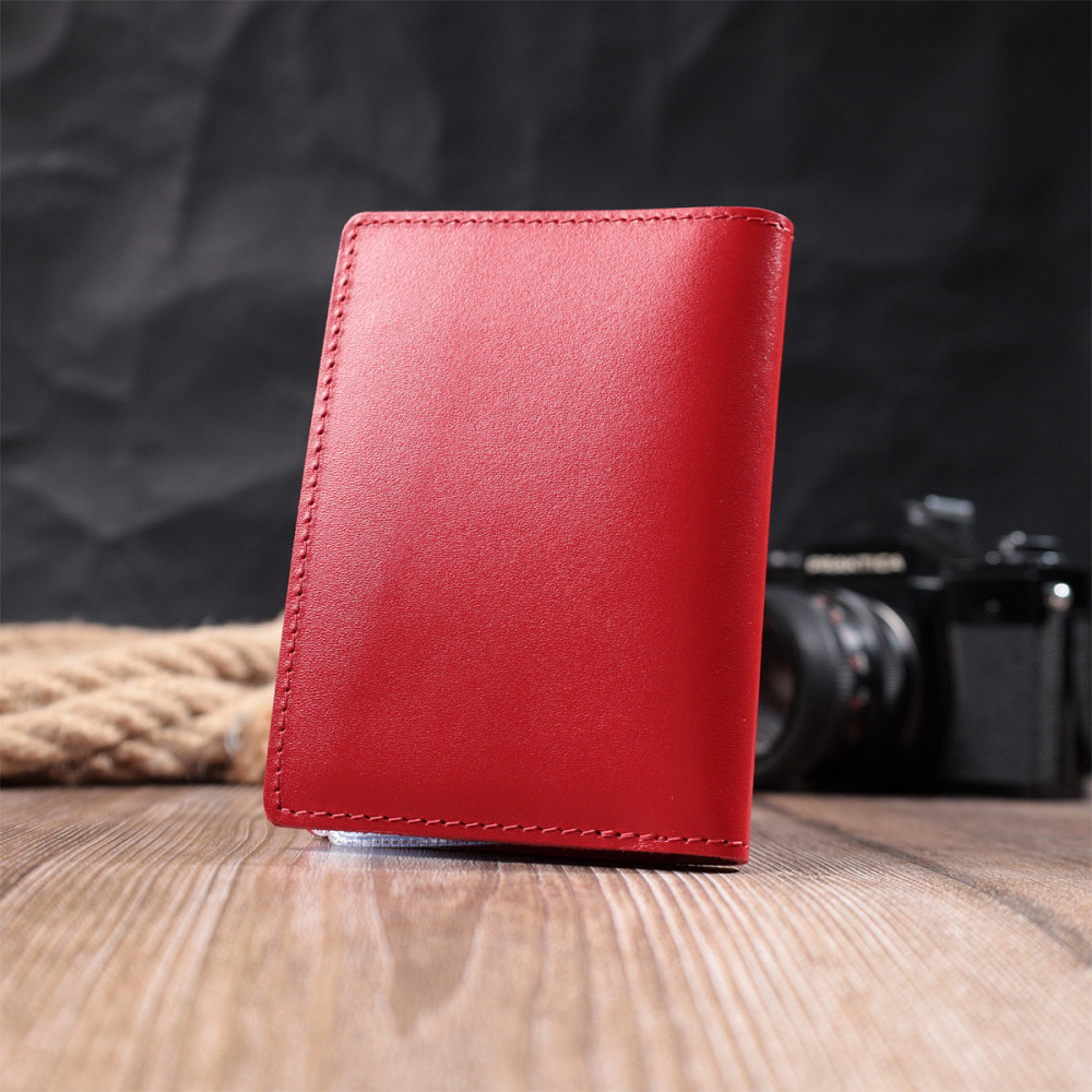 Яркая обложка для автодокументов из натуральной кожи Shvigel 16161 Красная Киев - изображение 2