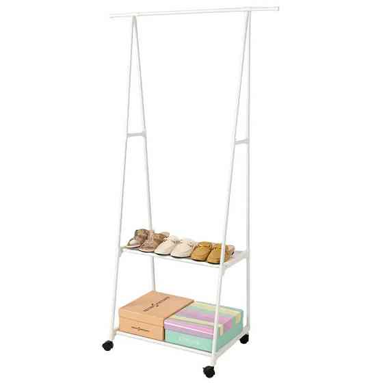 Вешалка для одежды высота 151 см напольная с полкой для обуви металлическая белая Каменец-Подольский