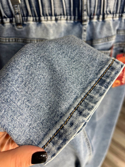 Джинси жіночі Vanver 8083 Mom jeans резинка шнурок на талії стрейчеві банани блакитні, блакитний, З6, 36, 99 см, 130 см Київ - фото 4