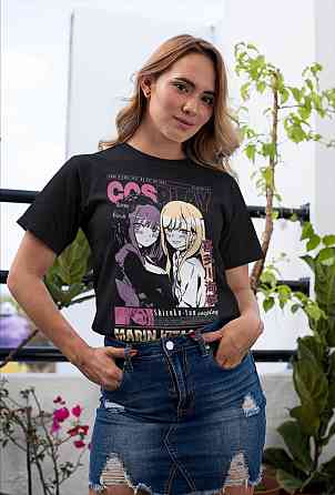 Футболка з аніме принтом Мй Дресс Уп Дарлінг оверсайз (S/M/L) Чорний AnimeJ0376 Дніпро