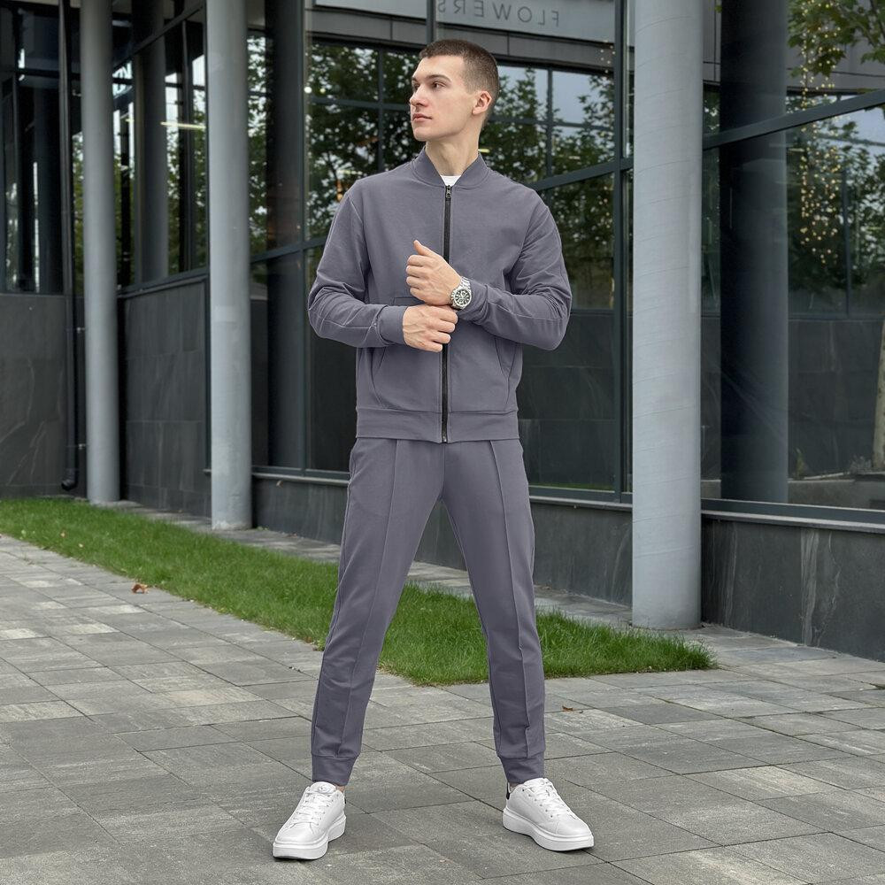 Темно-сірий спортивний костюм для чоловіків. Комплект штани і кофта сірий Pobedov Alpha Київ - фото 1