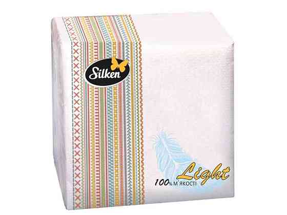 Салфетки цветные 80шт бумажные 33*33см LIGHT 1слой ТМ SILKEN Киев