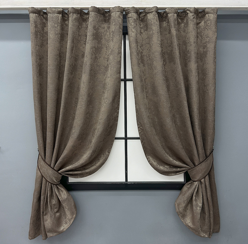 Комплект коротких штор VR-Textil Жаккард Sultan XO № 1486ш Какао 130х170 см 2 шт (35-0349) Киев - изображение 1