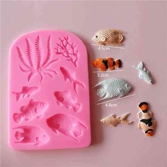 Молд кондитерский Рыбки и кораллы 94 на 143 мм розовый Киев