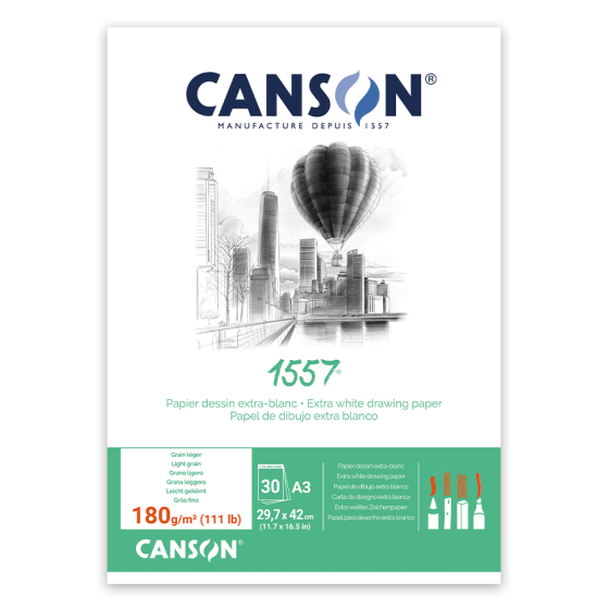 Склейка для рисунка 1557 А3 (29.7х42см) 180г/м2 30л белый цвет Canson Киев