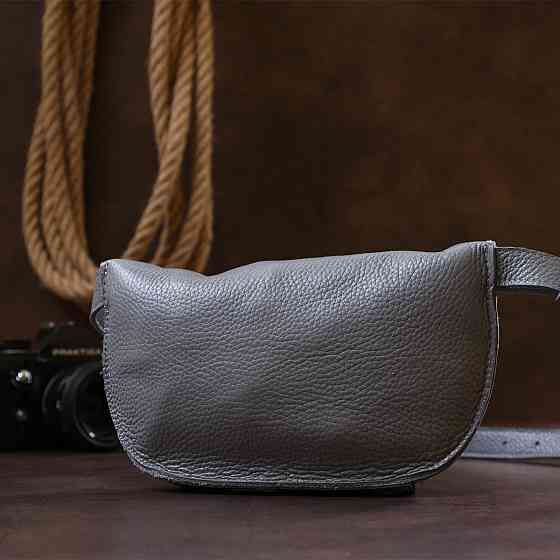 Оригинальная женская бананка из натуральной кожи Серый (SHVIGEL) Киев