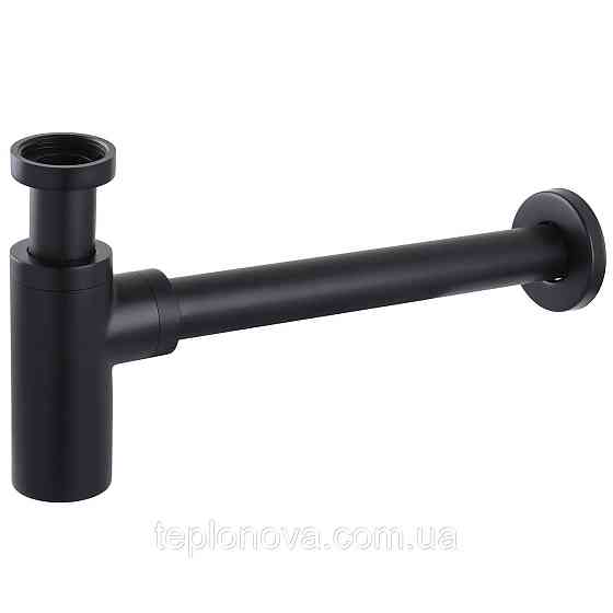 Сифон для раковин цилиндрический Globus Lux GSB-32-125-BB, латунь, 1 1/4″, черный матовый Черновцы