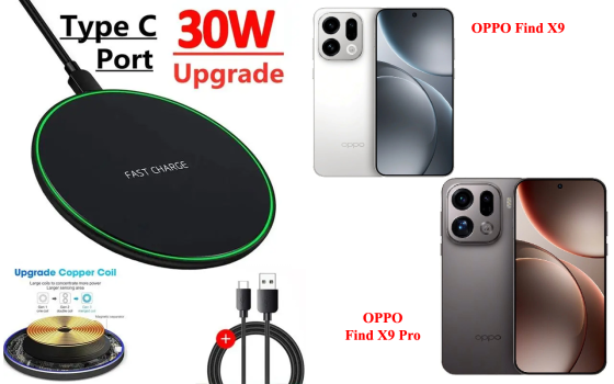 Бездротовий зарядний пристрій Copper до 30W для OPPO Find X9, OPPO Find X9 Pro, USB-C, LED Київ