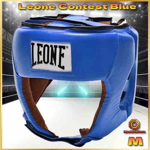 Боксерський шолом турнірний для змагань синій натуральна шкіра Leone Contest Blue розмір M Київ