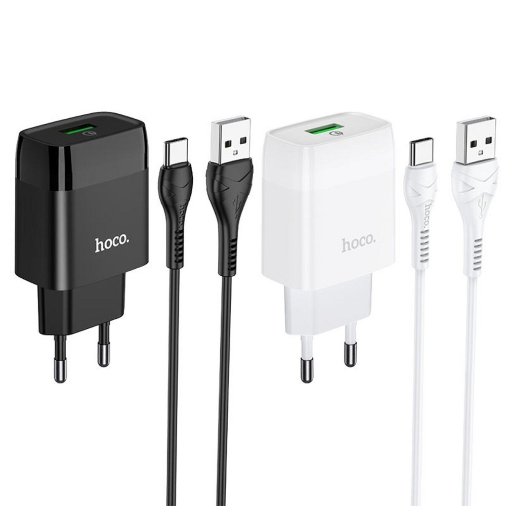 Мережевий зарядний пристрій HOCO C72Q Glorious single port QC3.0 charger set(Type-C) 18W White Київ - фото 5