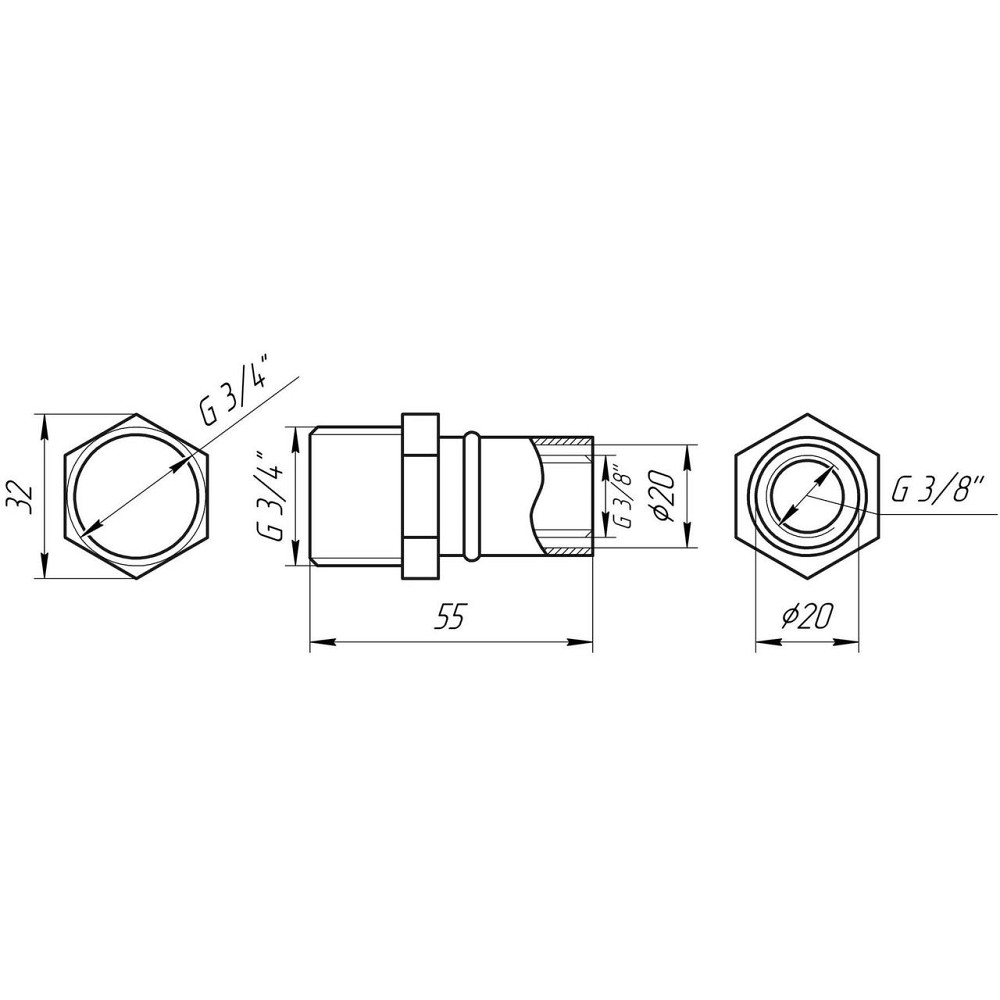 Муфта с наружной резьбой пресс APE ITALY AP 101 3/4″х20 (000001713) Киев - изображение 3