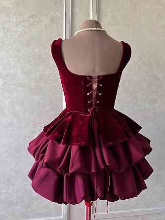 Жіночий святковий елегантний комплект баска-корсет + спідниця Бургуді, 44/46 Одеса