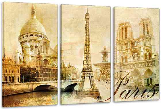 Модульна картина у вітальню/ спальню  Париж   ART-298_3A Київ