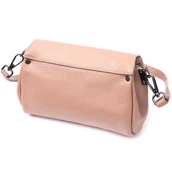 Компактна шкіряна сумка з трикутним клапаном Vintage 22256 Бежева Київ