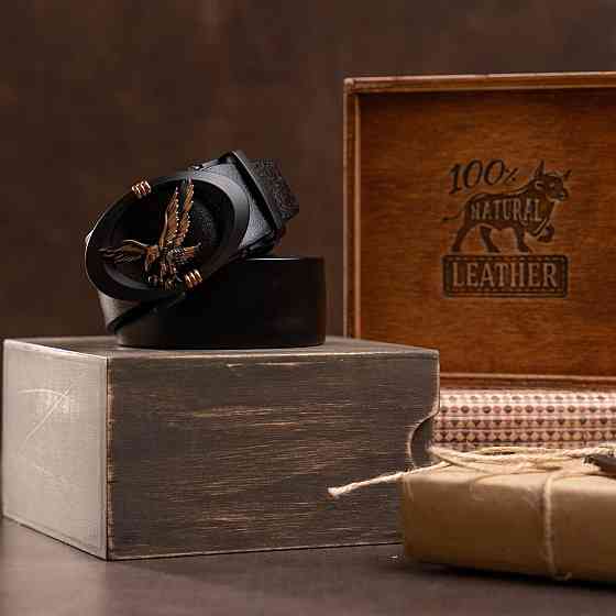 Ремінь чоловічий з пряжкою автомат з силуетом орла Vintage 20297 Чорний Київ